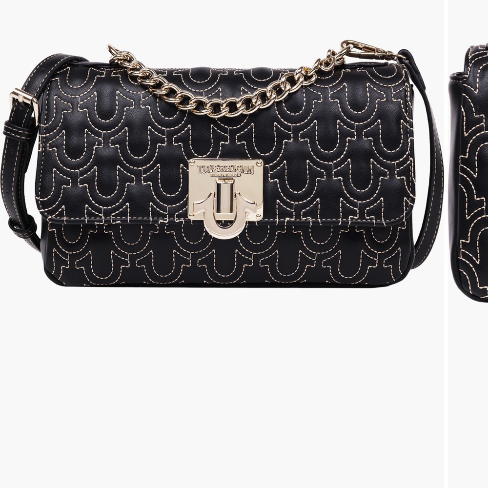 True Religion Black and Gold Shoulder Bag NWT